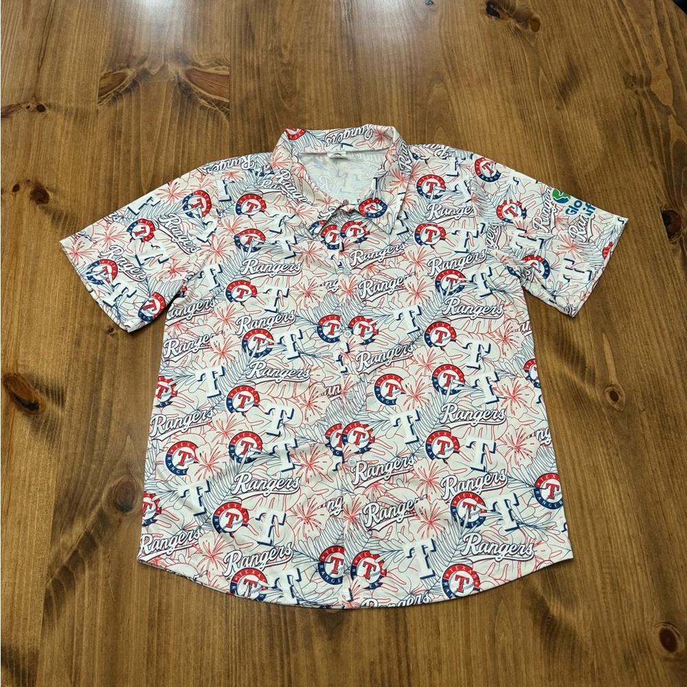 Texas Rangers Hawaiian Short Sleeve Button Up Shirt Size Medium